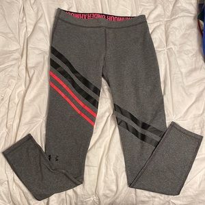 Under Armour grey with coral and black stripe